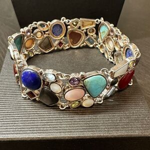 Multi gemstone‎ and stamped Thailand sterling silver bracelet!